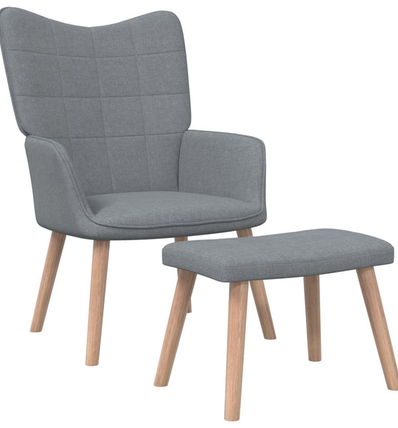 Relaxsessel mit Hocker Hellgrau Stoff