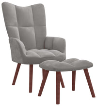 Relaxsessel mit Hocker Hellgrau Samt