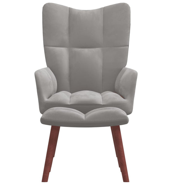 Relaxsessel mit Hocker Hellgrau Samt