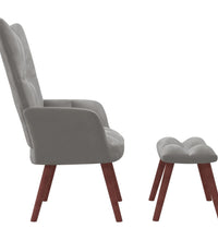 Relaxsessel mit Hocker Hellgrau Samt