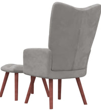 Relaxsessel mit Hocker Hellgrau Samt