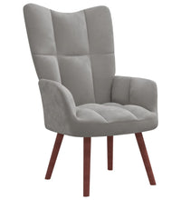 Relaxsessel mit Hocker Hellgrau Samt