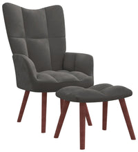 Relaxsessel mit Hocker Dunkelgrau Samt