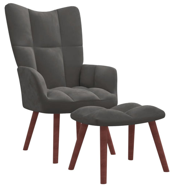 Relaxsessel mit Hocker Dunkelgrau Samt