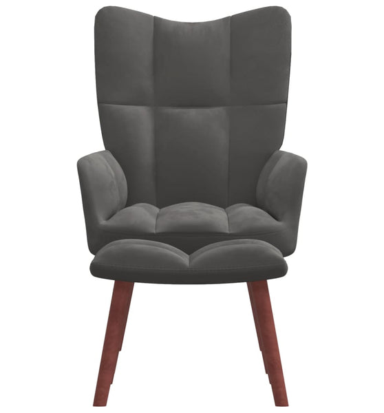 Relaxsessel mit Hocker Dunkelgrau Samt
