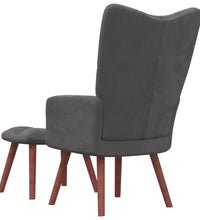 Relaxsessel mit Hocker Dunkelgrau Samt