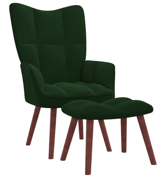 Relaxsessel mit Hocker Dunkelgrün Samt