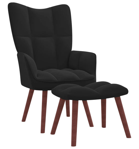 Relaxsessel mit Hocker Schwarz Samt