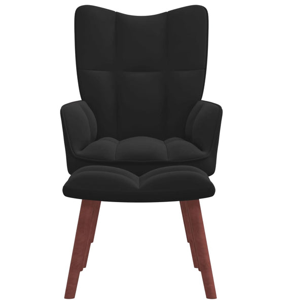 Relaxsessel mit Hocker Schwarz Samt