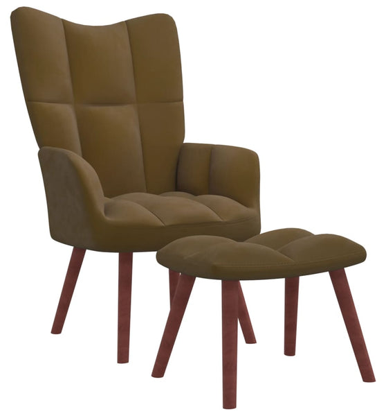 Relaxsessel mit Hocker Braun Samt