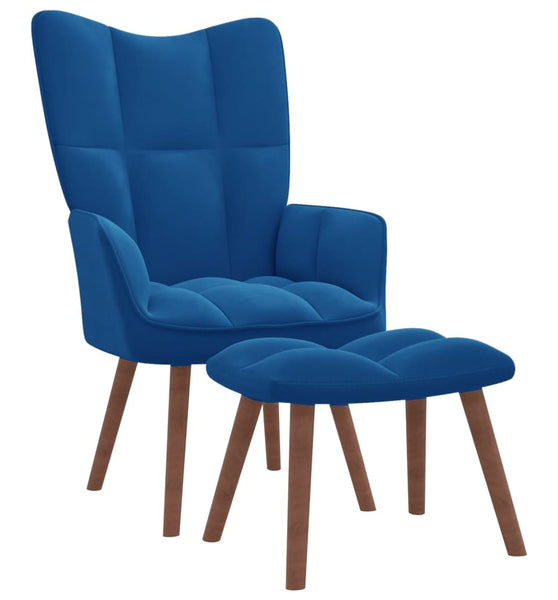 Relaxsessel mit Hocker Blau Samt