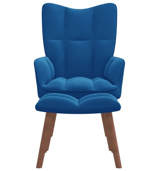 Relaxsessel mit Hocker Blau Samt