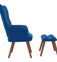 Relaxsessel mit Hocker Blau Samt