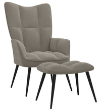 Relaxsessel mit Hocker Hellgrau Samt