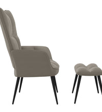 Relaxsessel mit Hocker Hellgrau Samt