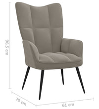 Relaxsessel mit Hocker Hellgrau Samt