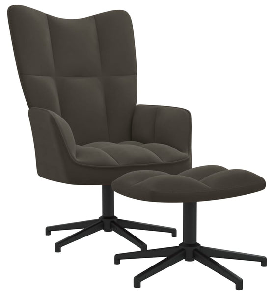 Relaxsessel mit Hocker Dunkelgrau Samt