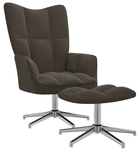 Relaxsessel mit Hocker Dunkelgrau Samt