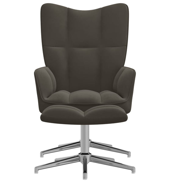 Relaxsessel mit Hocker Dunkelgrau Samt