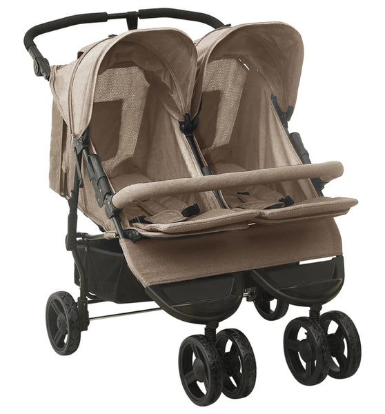 Geschwisterwagen Taupe Stahl