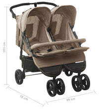 Geschwisterwagen Taupe Stahl