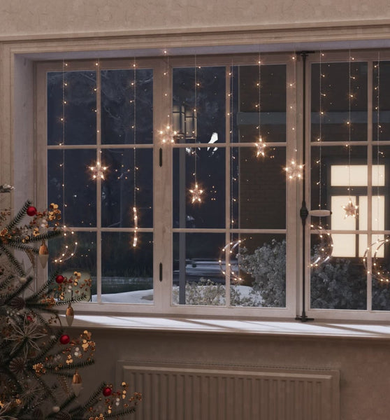 Lichterketten Stern und Mond Fernbedienung 138 LEDs Warmweiß