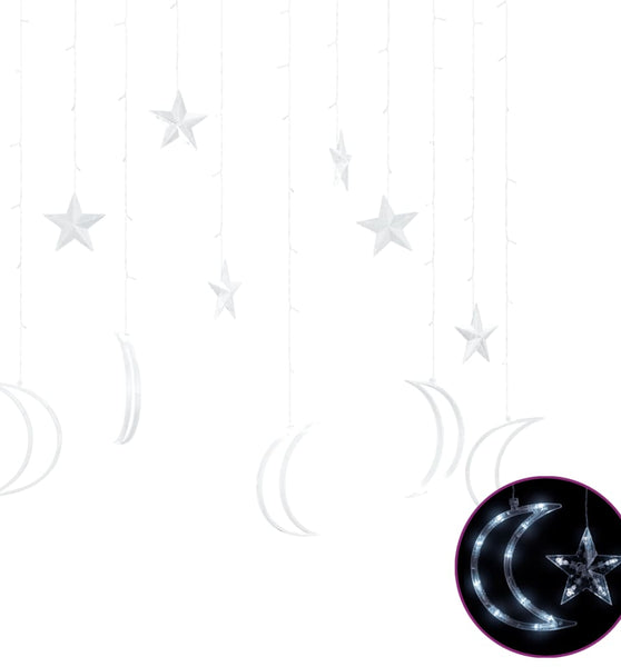 Lichterketten Stern und Mond Fernbedienung 138 LEDs Kaltweiß