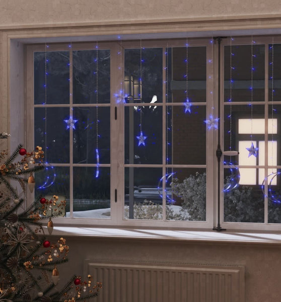Lichterketten Stern und Mond Fernbedienung 138 LED Blau