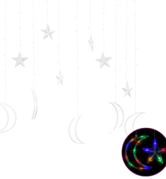 Lichterketten Stern und Mond Fernbedienung 138 LED Bunt