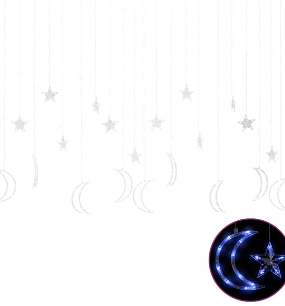 Lichterketten Stern und Mond Fernbedienung 345 LED Blau