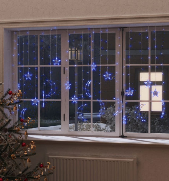 Lichterketten Stern und Mond Fernbedienung 345 LED Blau
