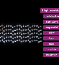 LED Sternenvorhang Lichterkette 500 LED Kaltweiß 8 Funktionen