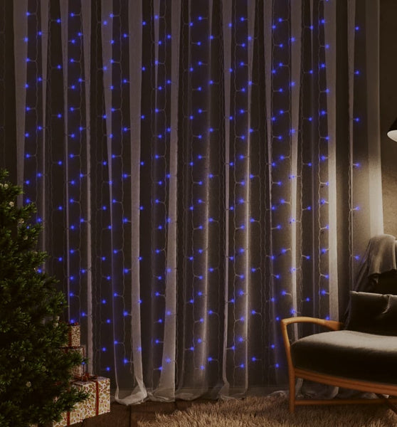 LED-Lichtervorhang 3x3 m 300 LED Blau 8 Funktionen