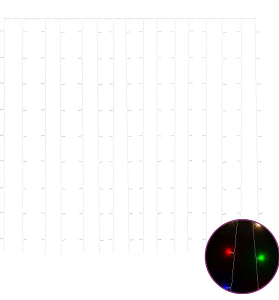 LED-Lichtervorhang 3x3 m 300 LED Bunt 8 Funktionen