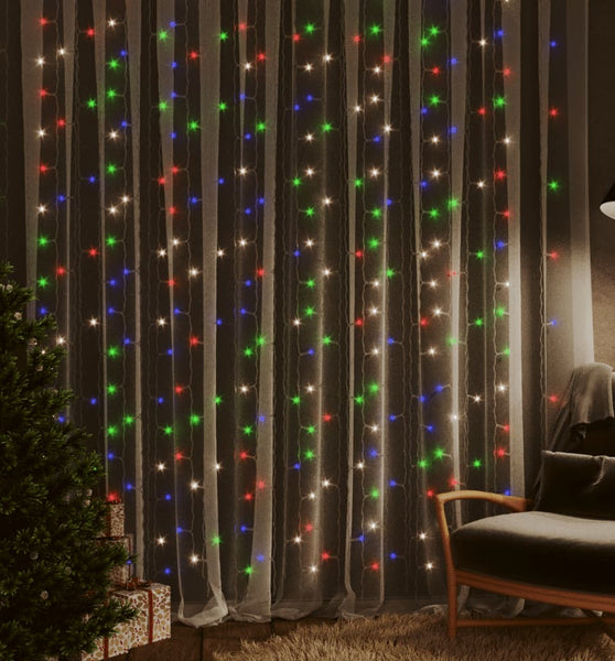 LED-Lichtervorhang 3x3 m 300 LED Bunt 8 Funktionen