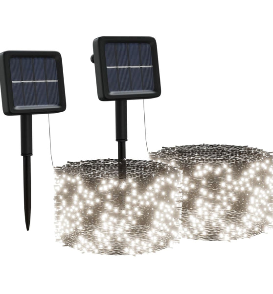 Solar-Lichterkette 2 Stk. 2x200 LED Kaltweiß Innen Außen