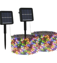 Solar-Lichterkette 2 Stk. 2x200 LED Mehrfarbig Innen Außen