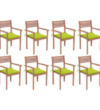 Stapelbare Gartenstühle mit Kissen 8 Stk. Massivholz Teak