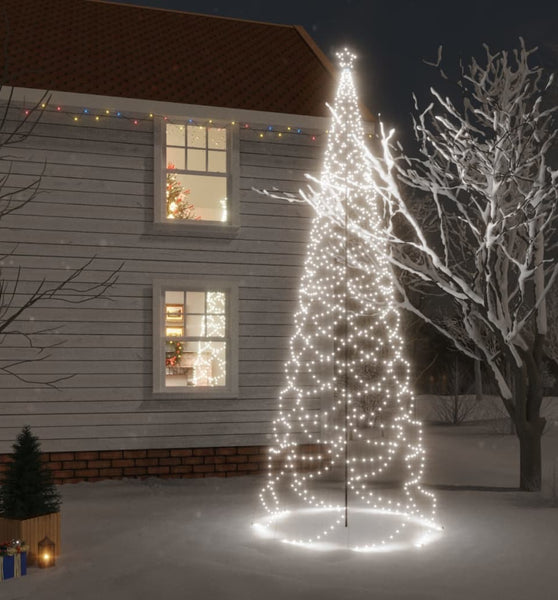 LED-Weihnachtsbaum mit Metallstange 1400 LEDs Kaltweiß 5 m