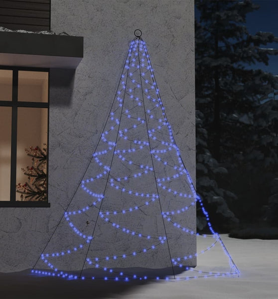 Weihnachtsbaum an der Wand mit Metallhaken 260 LED Blau 3 m