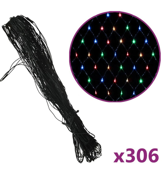 Weihnachts-Lichternetz Mehrfarbig 3x3 m 306 LEDs Indoor Outdoor