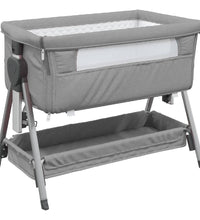 Babybett mit Matratze Hellgrau Leinenstoff