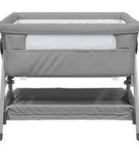 Babybett mit Matratze Hellgrau Leinenstoff