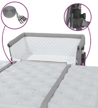 Babybett mit Matratze Hellgrau Leinenstoff