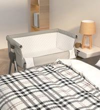 Babybett mit Matratze Hellgrau Leinenstoff