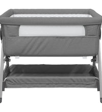 Babybett mit Matratze Dunkelgrau Leinenstoff
