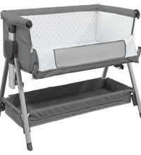 Babybett mit Matratze Dunkelgrau Leinenstoff