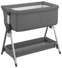 Babybett mit Matratze Dunkelgrau Leinenstoff