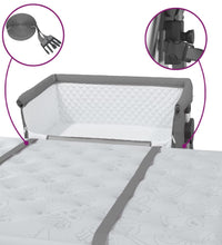 Babybett mit Matratze Dunkelgrau Leinenstoff