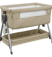 Babybett mit Matratze Taupe Leinenstoff